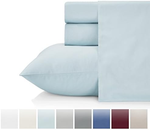 KRISTEX Comfortable 500 Thread Count 4 pc Bed Sheet Set, 100% Long Staple Pure Natural Cotton Sateen Weave, Soft Luxury High TC Sheets Hotel, Home Bedding Sets, Great Gift Ideas (Spa Blue, King)