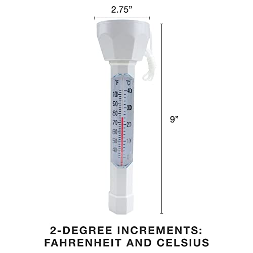 Splashtech Floating Buoy Pool Thermometer With Jumbo Ez Read Display & Cord- Shatter Proof- Swimming Pool Maintenance Equipment For Indoor Or Outdoor Swimming Pool, Hot Tub, Jacuzzi, Spa #TOP6