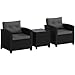 Yaheetech 3 TLG. Rattan Gartenmöbel Set mit Sitz- & Rückenkissen, Balkonmöbel Set inkl.2 Sessel & Tisch, 2 Personen Terrassenmöbel Sitzgruppe Lounge Set für Balkon Terrasse Garten, Schwarz & Grau
