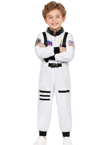 Dormstop Astronaut Costume for Kid Boy Space Jumpsuit Space Outfit Pretend Dress up 3-12Years