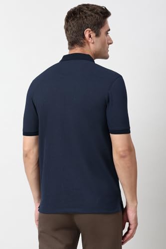 Image of Peter England Men's Cotton-Polyester Floral Polo T-Shirt | Casual Wear | Comfortable & Stylish