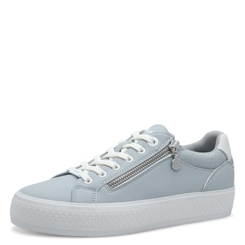 s.Oliver Damen Sneaker flach mit Reißverschluss Freizeit, Blau (Light Blue), 41 EU