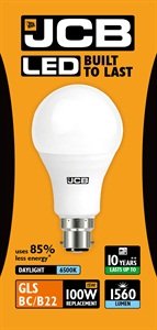 5X JCB 15w LED GLS Light Bulb BC / B22 Matt 6500k Daylight 1560lm (S10997)