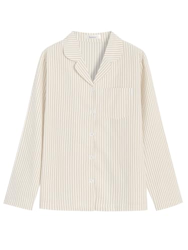 Image of Latuza Women's Cotton Long Sleeve Pajama Set Seersucker Button Down Pj Set
