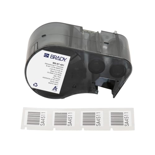 Image of Brady StainerBondz Polyester Pre-Sized Labels for Label Printer BMP51 /BMP53 /M511-280 Self Adhesive Printer Labels - Black on White (22,86 mm (W) x 22,86 mm (H)) - M5-97-481