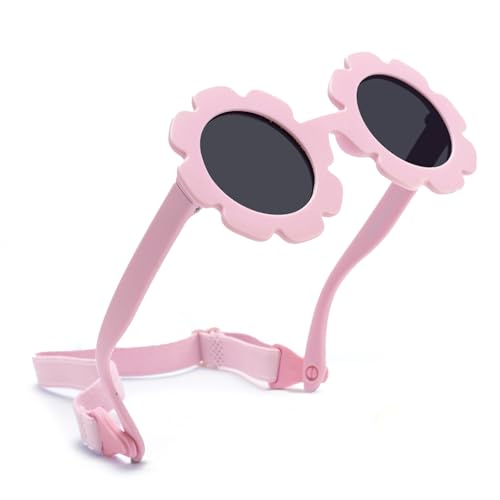SAIIURV Gafas de Sol Polarizadas para Bebé Protección Polarizada UV400, Polarizadas con Montura Flexible Cinta Elástica Ajustable, Gafas de Sol Bebe para Niños de 0 a 3años, Seguras y Cómodas (Rosa)