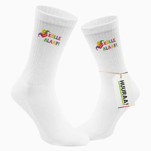 Huuraa Unisex Socken Kölle Alaaf Narrenkappe 37/41 White Baumwolle Tennissocken Geschenkidee