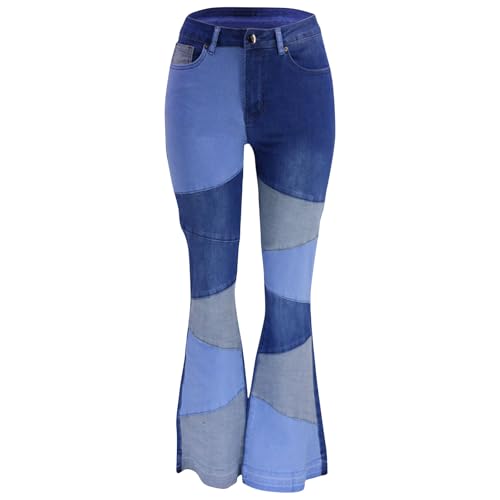 Bell Bottom Jeans for Women Bell Bottoms High Waisted 70s Flare Pants Patchwork Halloween Jeans Pearl Jeans3