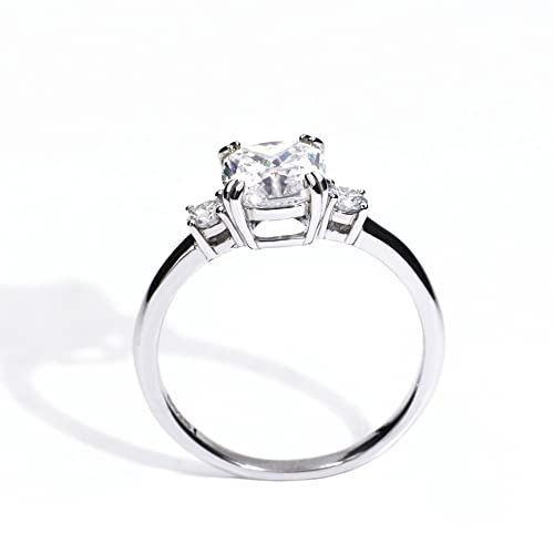 TIANYU Cushion Cut 1.5ct DF VVS Moissanite 18K White Gold Plated Sterling Silver 3 Stone Design Engagement Rings for Women3
