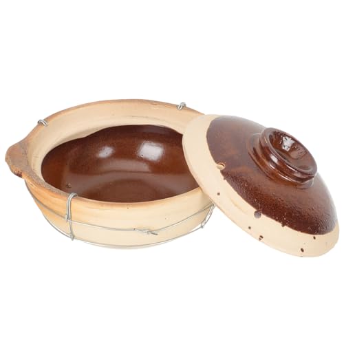 Genérico Cazuela de Barro con Asa, Olla para Guisar de 0,5l, Resistente al Calor, Adecuado para Cocinar Arroz y Estofados, Utensilio Esencial para Cocina Casera
