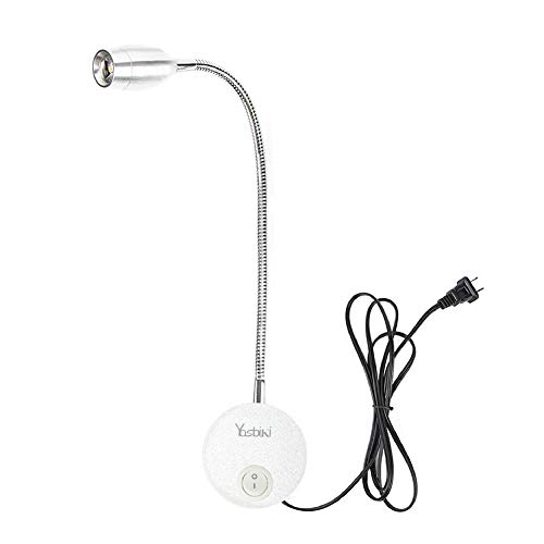 YOSBIKI LED Reading Light, Bed Lamp with Plug Wired for Bedroom Bedside, Flexible