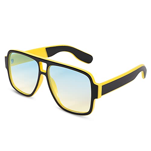 FEISEDY Retro 70s Oversized Pilot Sunglasses Women Men Plastic Vintage Square Frame B2954