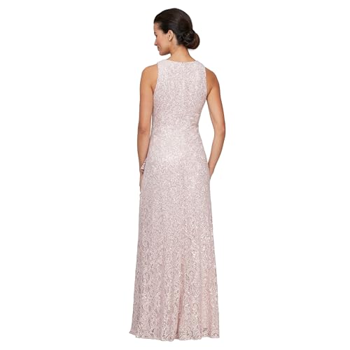 Image of Alex Evenings Women's Long Sleeveless Mother of the Bride Dress W /Cascade Ruffle & Front Slit (Petite and Regular Sizes)