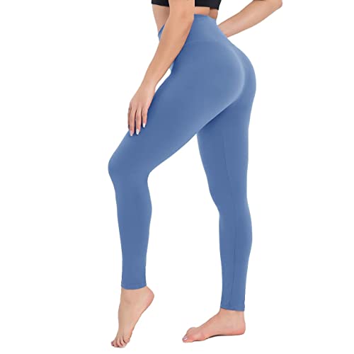 Campsnail Legging pour femme avec taille haute - Collant long opaque, legging de sport, pantalon de yoga, pantalon de course, pantalon de yoga, pantalon de yoga pour femme, Bleu clair, 44-50 Cover