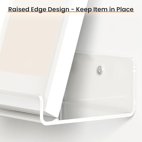 Image of upsimples 15 inch x 6 inch Acrylic Shelves for Wall Storage and Organizer, 4 Pcs | Versatile Floating Shelf for Skincare, Bag, Wall Organizer for Bathroom, Bedroom, Living Room, Kitchen, Playroom, Room Decor