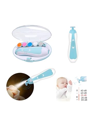 Drarif 14-in-1 Electric Baby Nail Trimmer Set with LED Light - Safe, Quiet, and Portable Manicure Kit for Babies and Mothers (Light Blue)