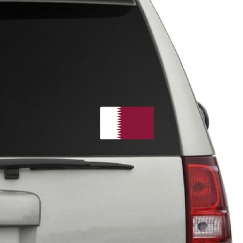 Image of World Country Flag Decal Stickers - Two Pack - for Cars Windows Bumpers Laptops Tablets Tumblers Cups Walls (Qatar)