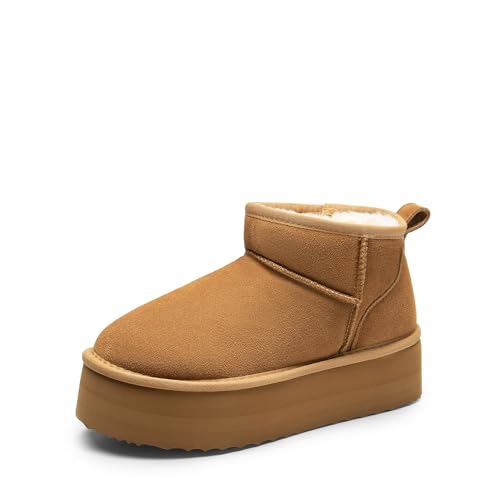 DREAM PAIRS Platform Mini Boots for Women Suede Genuine...