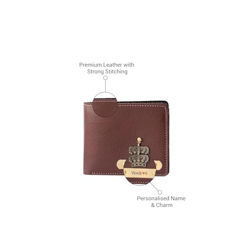 Image of Personalized Name & Charm Leather Wallet Mens Giftset | Valentine Propose Day Gift for Men Boy Husband Father Boyfriend Friend Family Lover Office Couples