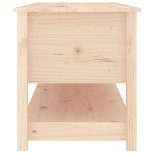 Table basse en pin massif rustique chic de 102 cm avec tiroirs