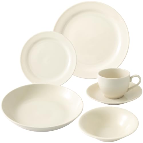 山加商店 美濃焼 「 Tone Dining トーンダイニング 」 カフェ風 洋 食器セット 一人暮らし 6点セット 食洗機対応 電子レンジ対応 ラップ対応 日本製 白 ホワイト NB700-106