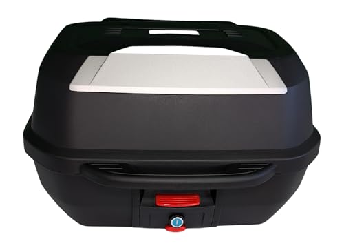 Mlink Baúl Trasero Moto 47L Universal Desmontable con Cerradura Portacasco ABS Negro Mate Respaldo Lumbar