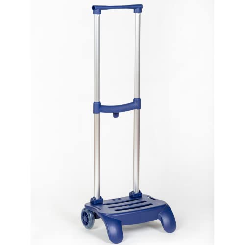 Devesa Carro para Mochila Escolar - Azul - Aluminio Resistente y Plegable, Ligero y Estable, con Diseño Ergonómico para Evitar Dolor de Espalda, Compatible con Mochilas de Gran Capacidad