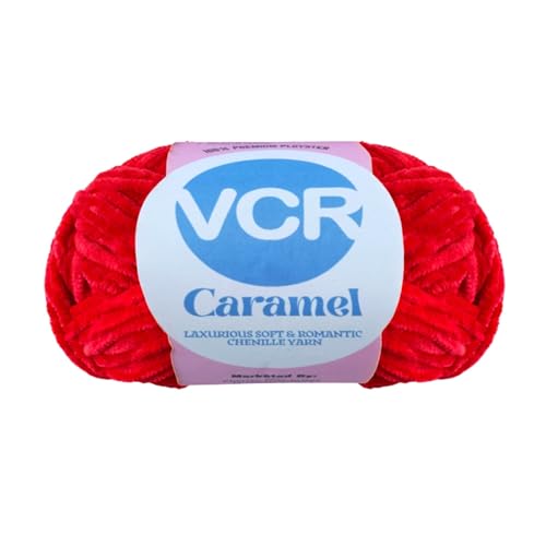 Image of VCR Tomato Red Caramel Yarn, 100 Grams Hank, 115 Meters Length, Premium Polyester Ball for Crochet and Knitting, Soft Crosia Threads, Pack of 1 Yarn, Suitable for DIY Crafts