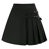 Scarlet Darkness Punk Skirts for Women Girls Elastic High Waist Pleated Short Mini Skirts Black S