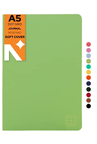 Image of NEORAH - A5 Dotgrid Notebook SOFT COVER |Organiser REFILL |Dotted notebook Journal | 110 GSM | 160 pages(Size 21 cm x 14.8 cm)Planner Journaling Writing Note Taking Diary,Travellers Journal-LIGHTGREEN