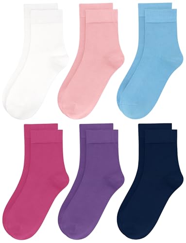 Image of Womens Viscose Bamboo Crew Socks Thin Casual Ultra Soft Colorful Above Ankle Socks Breathable Comfortable 3 /6 Pairs