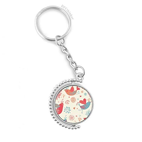 Oiseau Fleur anneau clé rotatif porte-clefs peinture multicolore