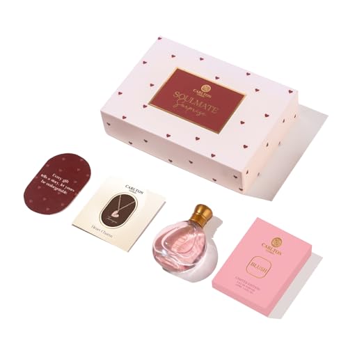 Image of Carlton London Charmed Aura Gift Set With Perfume for Women - Heart Charm & Gift Card Pack of 3 | Elegant Perfume Gift Set for Her | Romantic Women's Fragrance Combo | Karwachauth Gift Set