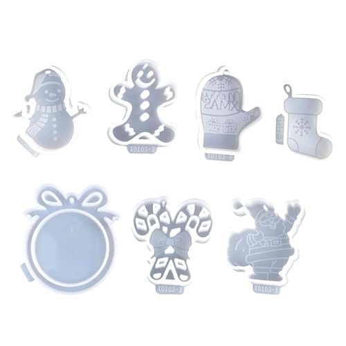 Moldes de adornos de Navidad, 7 moldes de fundición de resina, herramientas de manualidades para hacer decoraciones del hogar