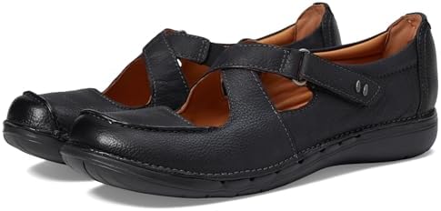 Clarks Women's Un Loop Strap Mary Jane Flat, Black Leather, 9 | Image 3
