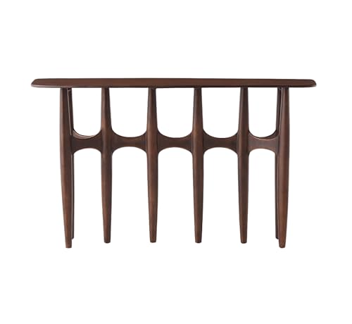 Image of Gharaana Lara Wooden Console Table | 100% Solid Mango Wood | Dark Walnut Finish | Entryway & Living Room Furniture | 48x12x32 inches