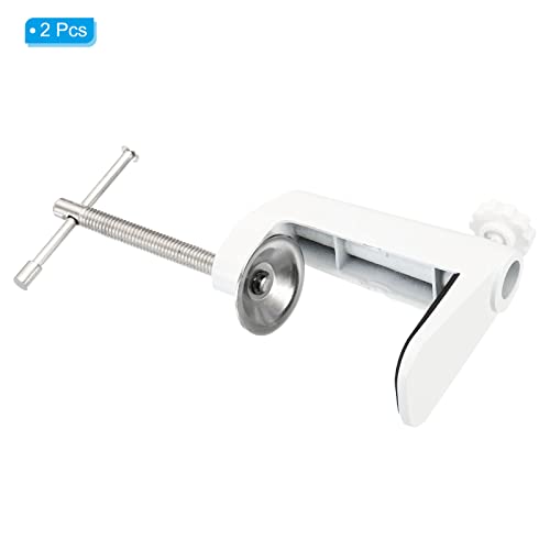 Image of PATIKIL 0.29 inch /0.47 inch Hole Dia. Desk Table Mount Clamp, 2 Pack Universal C Shape Desk Clamp with Adjustable Screw for Microphone Arm Lamp Stand, White