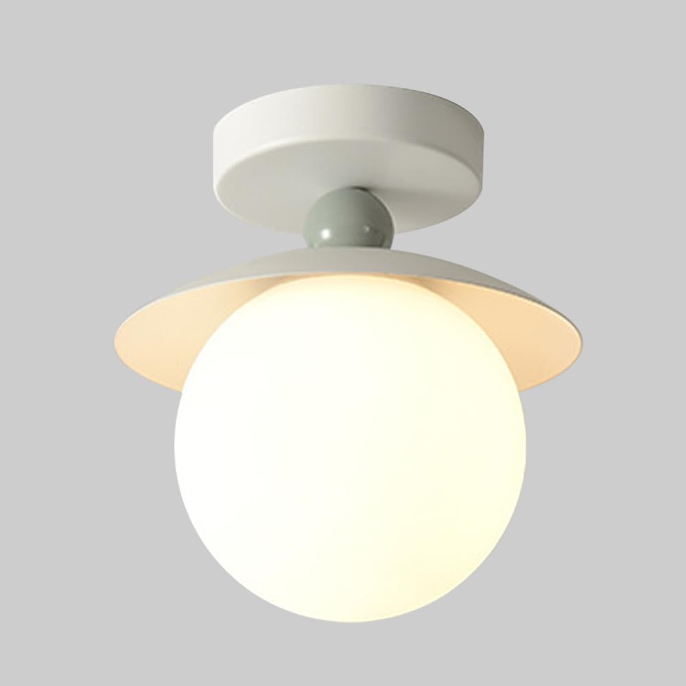 Oświetlenie Sufitowe Globe Semi Flush Mount, Do Korytarza, Nowoczesne Oświetlenie Sufitowe Blisko Sufitu, 7,8 Cala, Szklane Oprawy Oświetleniowe Do Przedpokoju I Na Werandę/Zielony