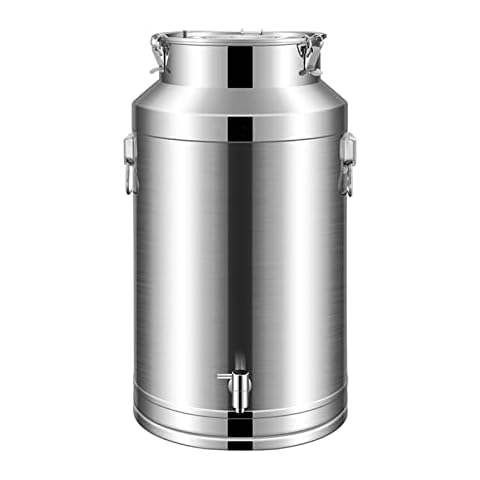 304 Stainless Steel Milk Can with Faucet, Milk Transport Bucket Wine Pail Oil Barrel Tea Canister Tote Jug with Dual Handle and Sealed Lid for Liquid Storage,88L Cover