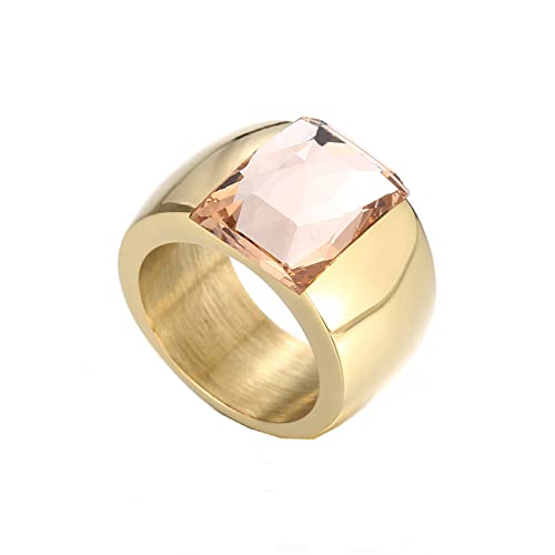 PAMTIER Bague pour Femme avec Pierres Multicolores de 10mm de Large Anneau en Acier Inoxydable avec...