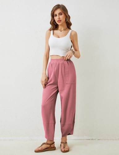 Image of Xiaoxuemeng Womens Baggy Wide Leg Pants Casual Elastic Waisted Palazzo Harem Pants with Pockets