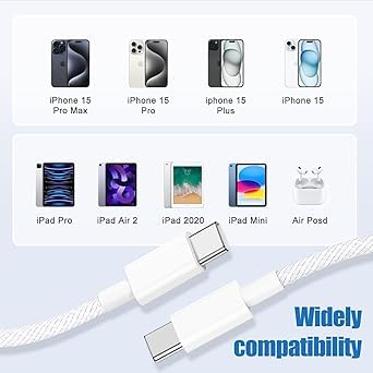 Image of Original 20W Fast Charging Data Cable Type C to C for iPhone 15 /15pro /15 Pro Max / 15 Max (Type C to C Cable) (VIP-78)