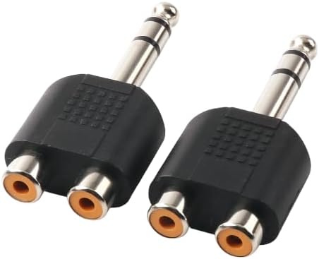 SiRCONY 6.35mm 1/4" male to 2 RCA Female Adaptor - 2 Pack