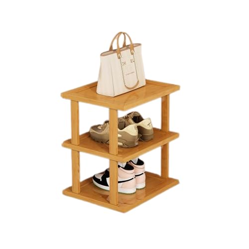 STAR WORK Wooden Vertical Shoe Rack for Small Spaces, Tall Narrow Organizer for Closet Entryway Corner Garage and Bedroom, Shelf With Free Stackable DIY (1X3 Tier, Single)-image-45