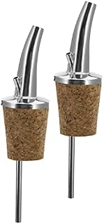 Westmark 2 Nalewaki do butelek z napojami alkoholowymi/olejem, Bardzo krótkie, Z rurką powietrza, Metal/mosiądz, Bez niklu, Korek naturalny, Classic Gastro, Srebrny, 43702280