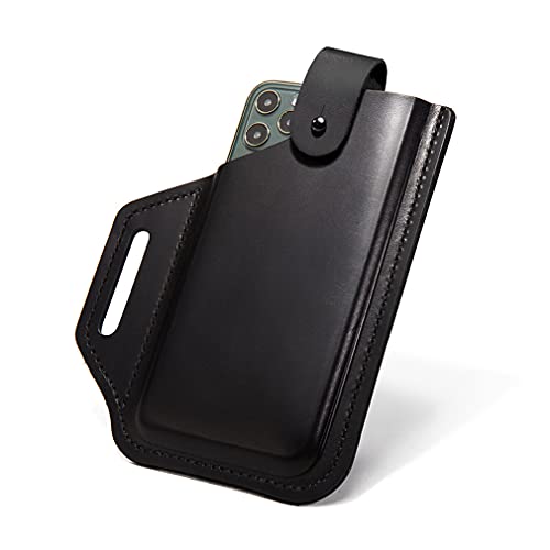 Coque de Téléphone en Cuir Rétro, Hommes Étui de Ceinture avec Boucle de Ceinture, Sac de Taille Étui de Universel pour iPhone 12 Pro/12/11 Pro Max/XS Max/Xr/7/8 Plus, Pochette de Téléphone Black