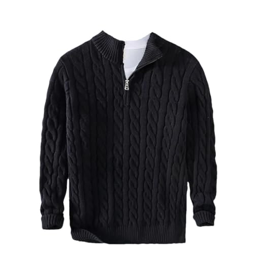 Hgvcfcv Men Pullover Sweater Men's Stand Collar Half Zip Cotton Thickened Knit Clothes