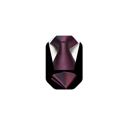 Image of HISDERN Mens Striped Tie and Pocket Square Set Necktie for Men | soft smooth texture, wrinkle-free, neat hand-tied knot, gifting ready, regular 3.4 width, coordinated look, business wedding