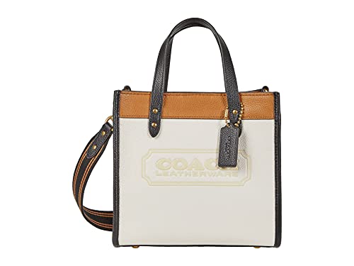 COACH Color-Block Leather Coach Badge Field Tote 22 B4/Chalk