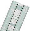 WRAP STORM Aesthetic Gift Wrapping Paper for All Occasions – 3 Mini Rolls 17″ x 120″ – Elegant Neutral Sage Wrap Paper for Birthday, Baby Shower, Wedding & Christmas